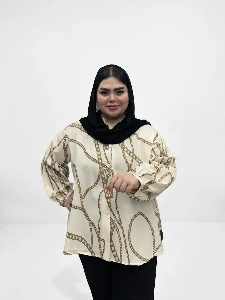 شومیز سایز بزرگ زنانه لنین طرح زنجیری
